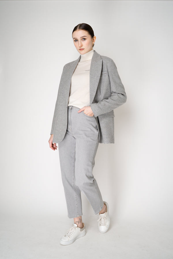 Peserico Wool Cashmere Flannel Lurex Blazer in Light Grey Vancouver. Shop Online or in Store.