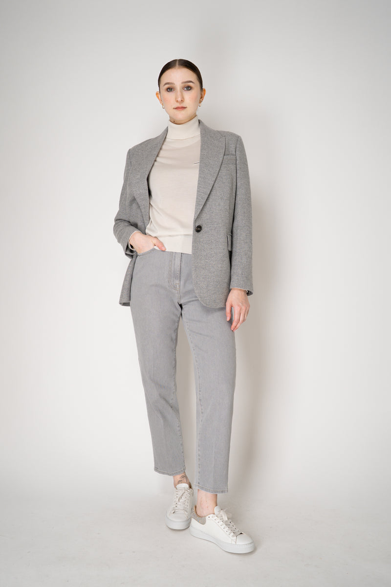 Peserico Wool Cashmere Flannel Lurex Blazer in Light Grey Vancouver. Shop Online or in Store.