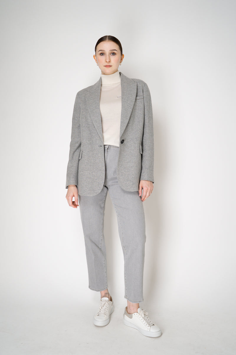 Peserico Wool Cashmere Flannel Lurex Blazer in Light Grey Vancouver. Shop Online or in Store.