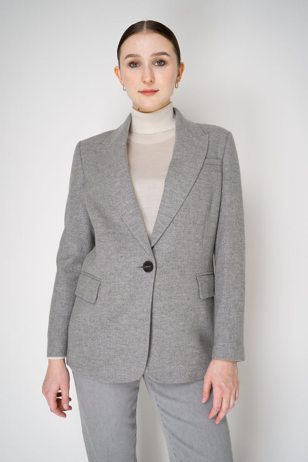 Peserico Wool Cashmere Flannel Lurex Blazer in Light Grey Vancouver. Shop Online or in Store.
