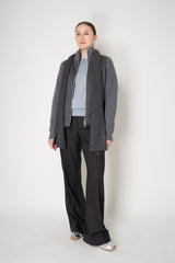 Peserico Wool Cashmere Knit Crew Neck Sweater with Embellished Faux Pocket in Dusty Blue Vancouver. Shop Online or in Store.