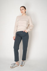 Peserico Wool Cashmere Knit Crew Neck Sweater with Filo Diamante Stripes in Beige Vancouver. Shop Online or in Store.
