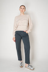 Peserico Wool Cashmere Knit Crew Neck Sweater with Filo Diamante Stripes in Beige Vancouver. Shop Online or in Store.