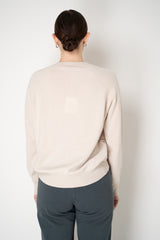 Peserico Wool Cashmere Knit Crew Neck Sweater with Filo Diamante Stripes in Beige Vancouver. Shop Online or in Store.