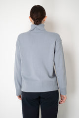 Peserico Wool Cashmere Knit Pullover with Split Turtle Neckline in Dusty Blue Vancouver. Shop Online or in Store.