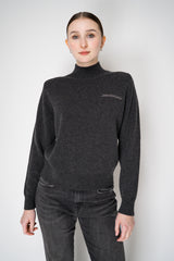 Peserico Wool Cashmere Knit Turtleneck Pullover with Brilliant Beading in Grey Vancouver. Shop Online or in Store.