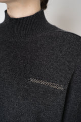 Peserico Wool Cashmere Knit Turtleneck Pullover with Brilliant Beading in Grey Vancouver. Shop Online or in Store.