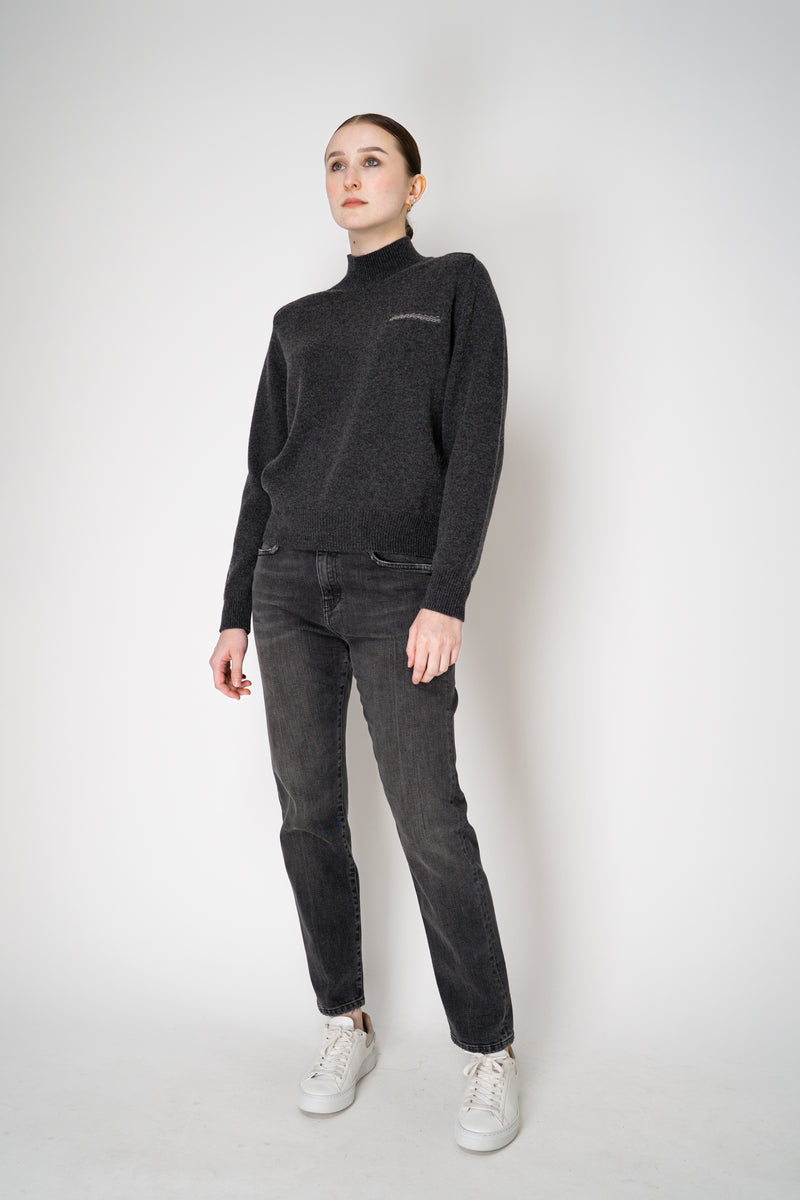 Peserico Wool Cashmere Knit Turtleneck Pullover with Brilliant Beading in Grey Vancouver. Shop Online or in Store.