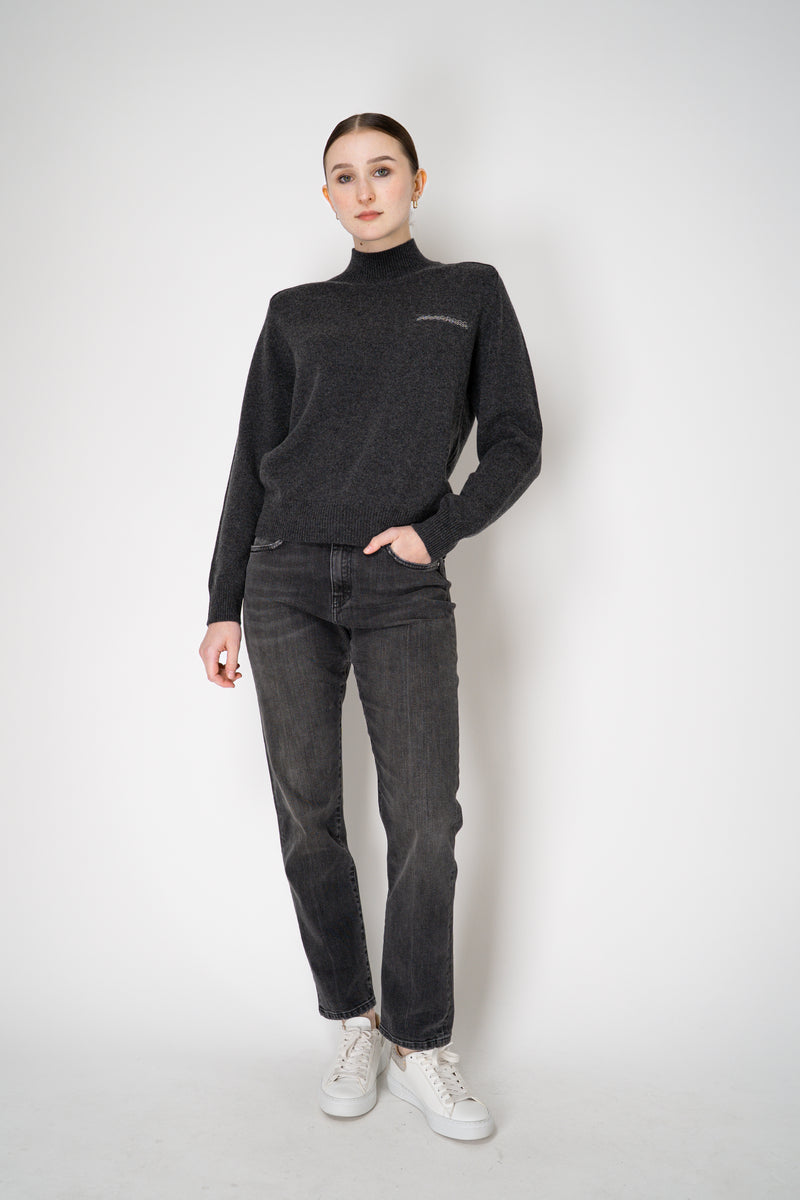 Peserico Wool Cashmere Knit Turtleneck Pullover with Brilliant Beading in Grey Vancouver. Shop Online or in Store.