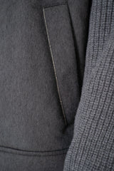 Peserico Wool Cashmere Mock Neck Jacket with Knit Sleeves and Back in Grey Vancouver. Shop Online or in Store.
