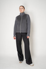 Peserico Wool Cashmere Mock Neck Jacket with Knit Sleeves and Back in Grey Vancouver. Shop Online or in Store.