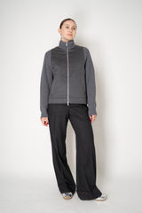Peserico Wool Cashmere Mock Neck Jacket with Knit Sleeves and Back in Grey Vancouver. Shop Online or in Store.