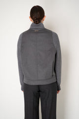 Peserico Wool Cashmere Mock Neck Jacket with Knit Sleeves and Back in Grey Vancouver. Shop Online or in Store.