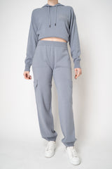 Peserico Wool Knitted Cargo Joggers in Dusty Blue Vancouver. Shop Online or in Store.