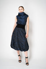 Peter O. Mahler Brocade Tulip Skirt in Navy and Black Floral Print Vancouver. Shop Online or in Store. 