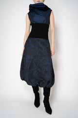 Peter O. Mahler Brocade Tulip Skirt in Navy and Black Floral Print Vancouver. Shop Online or in Store. 