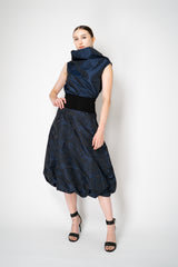 Peter O. Mahler Brocade Tulip Skirt in Navy and Black Floral Print Vancouver. Shop Online or in Store. 