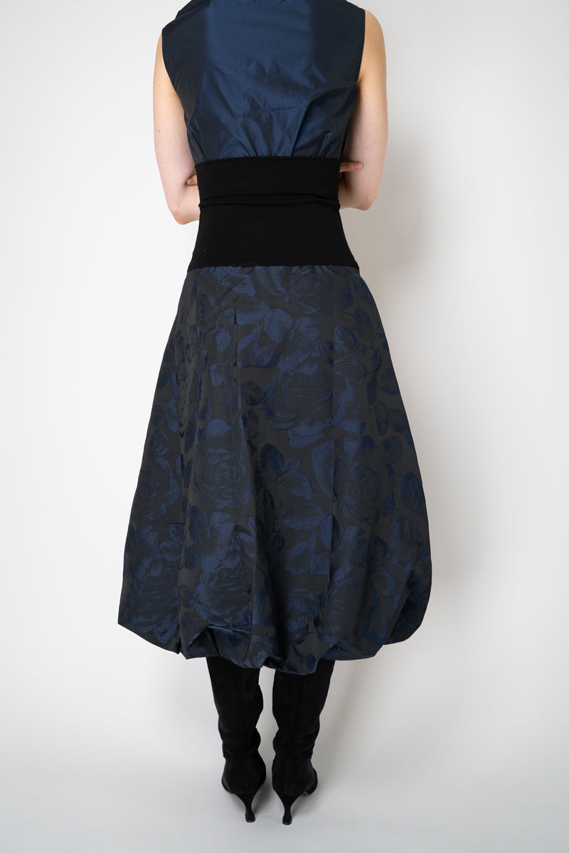 Peter O. Mahler Brocade Tulip Skirt in Navy and Black Floral Print Vancouver. Shop Online or in Store. 