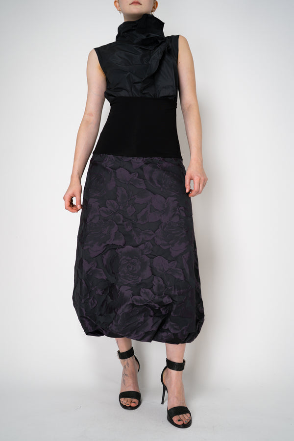 Peter O. Mahler Brocade Tulip Skirt in Purple and Black Floral Print Vancouver. Shop Online or in Store.