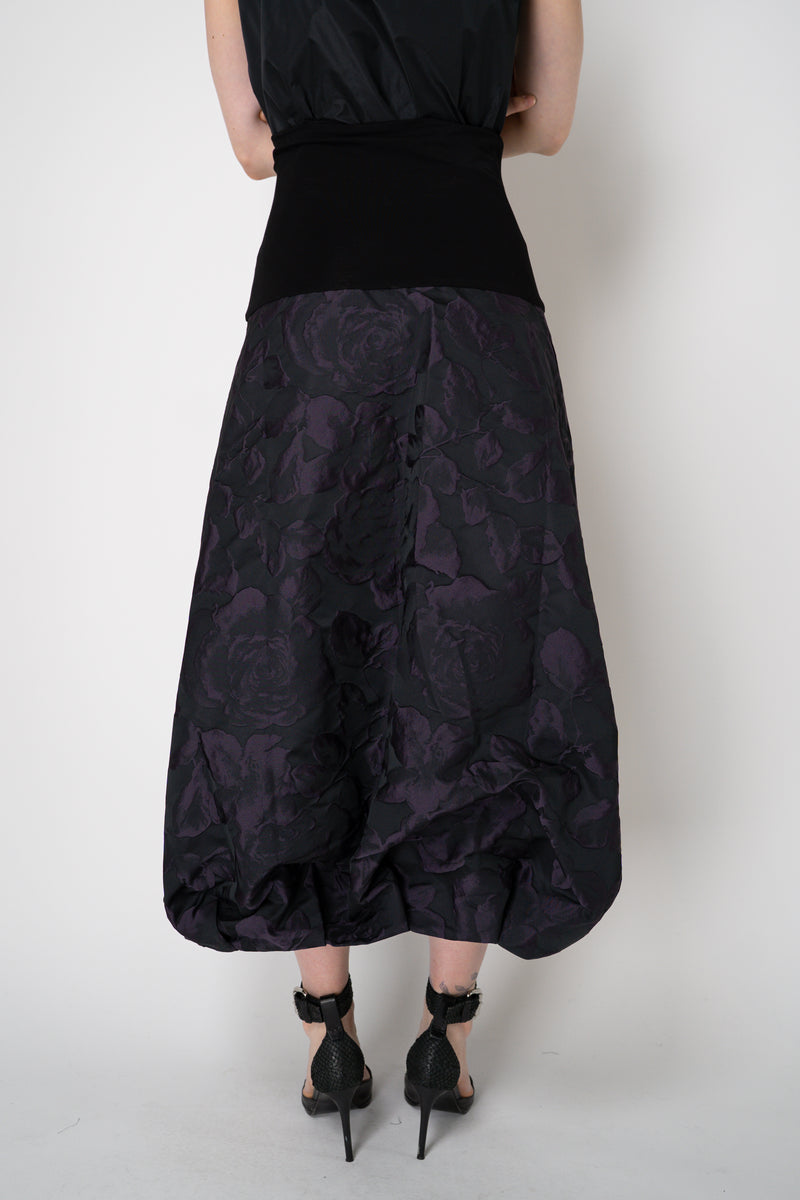 Peter O. Mahler Brocade Tulip Skirt in Purple and Black Floral Print Vancouver. Shop Online or in Store.