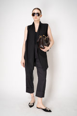 Peter O. Mahler Cotton Voile Lapel Vest with Tie Front in Black Vancouver. Shop Online or in Store.