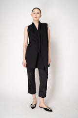 Peter O. Mahler Cotton Voile Lapel Vest with Tie Front in Black Vancouver. Shop Online or in Store.
