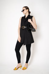 Peter O. Mahler Cotton Voile Lapel Vest with Tie Front in Black Vancouver. Shop Online or in Store.