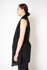 Peter O. Mahler Cotton Voile Lapel Vest with Tie Front in Black Vancouver. Shop Online or in Store.