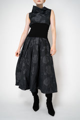 Peter O. Mahler Crash Pleated A-Line Skirt in Grey and Black Floral Print Vancouver. Shop Online or in Store. 