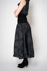 Peter O. Mahler Crash Pleated A-Line Skirt in Grey and Black Floral Print Vancouver. Shop Online or in Store. 
