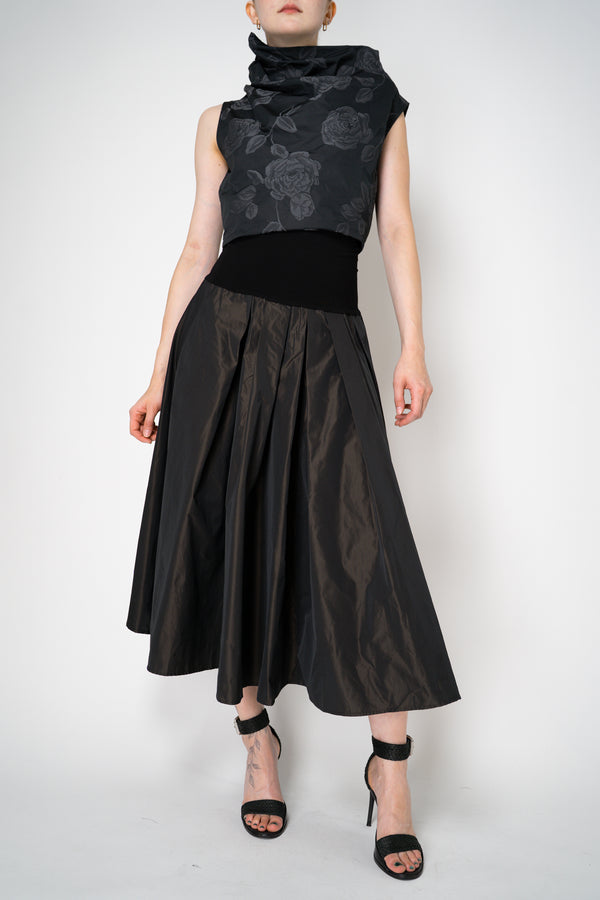 Peter O. Mahler Crash Pleated A-line Skirt in Brown Shot Black Vancouver. Shop Online or in Store. 