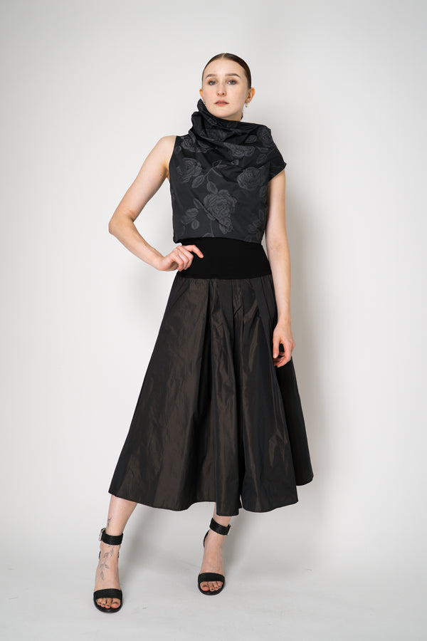 Peter O. Mahler Crash Pleated A-line Skirt in Brown Shot Black Vancouver. Shop Online or in Store. 