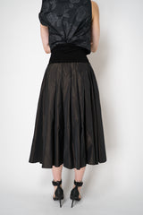 Peter O. Mahler Crash Pleated A-line Skirt in Brown Shot Black Vancouver. Shop Online or in Store. 