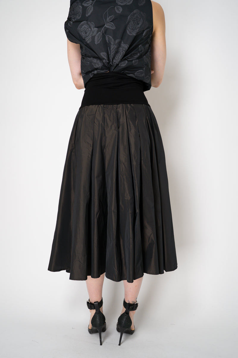 Peter O. Mahler Crash Pleated A-line Skirt in Brown Shot Black Vancouver. Shop Online or in Store. 