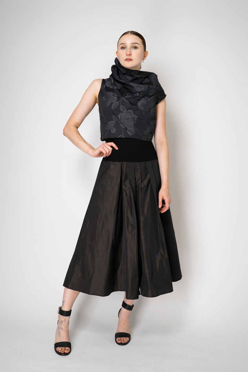 Peter O. Mahler Crash Pleated A-line Skirt in Brown Shot Black Vancouver. Shop Online or in Store. 
