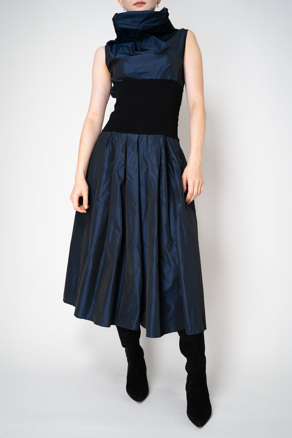 Peter O. Mahler Crash Pleated A-line Skirt in in Blue Shot Black Vancouver. Shop Online or in Store. 