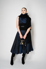 Peter O. Mahler Crash Pleated A-line Skirt in in Blue Shot Black Vancouver. Shop Online or in Store. 