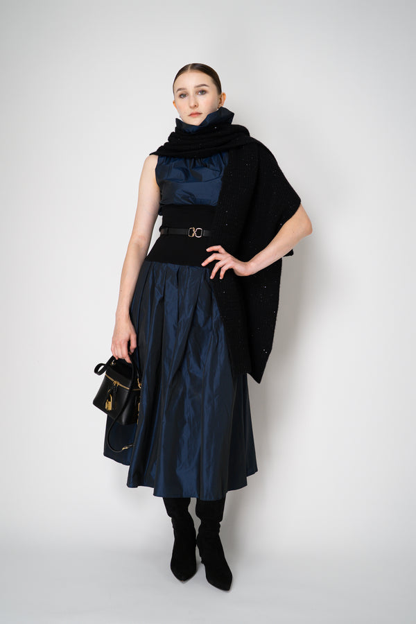 Peter O. Mahler Crash Pleated A-line Skirt in in Blue Shot Black Vancouver. Shop Online or in Store. 