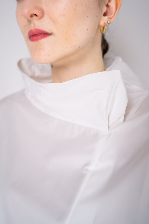 Peter O. Mahler Crash Taffeta High Neck Top in White Vancouver. Shop Online or in Store