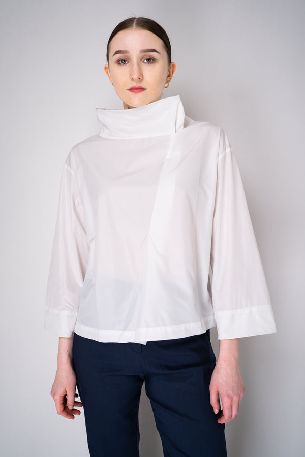Peter O. Mahler Crash Taffeta High Neck Top in White Vancouver. Shop Online or in Store