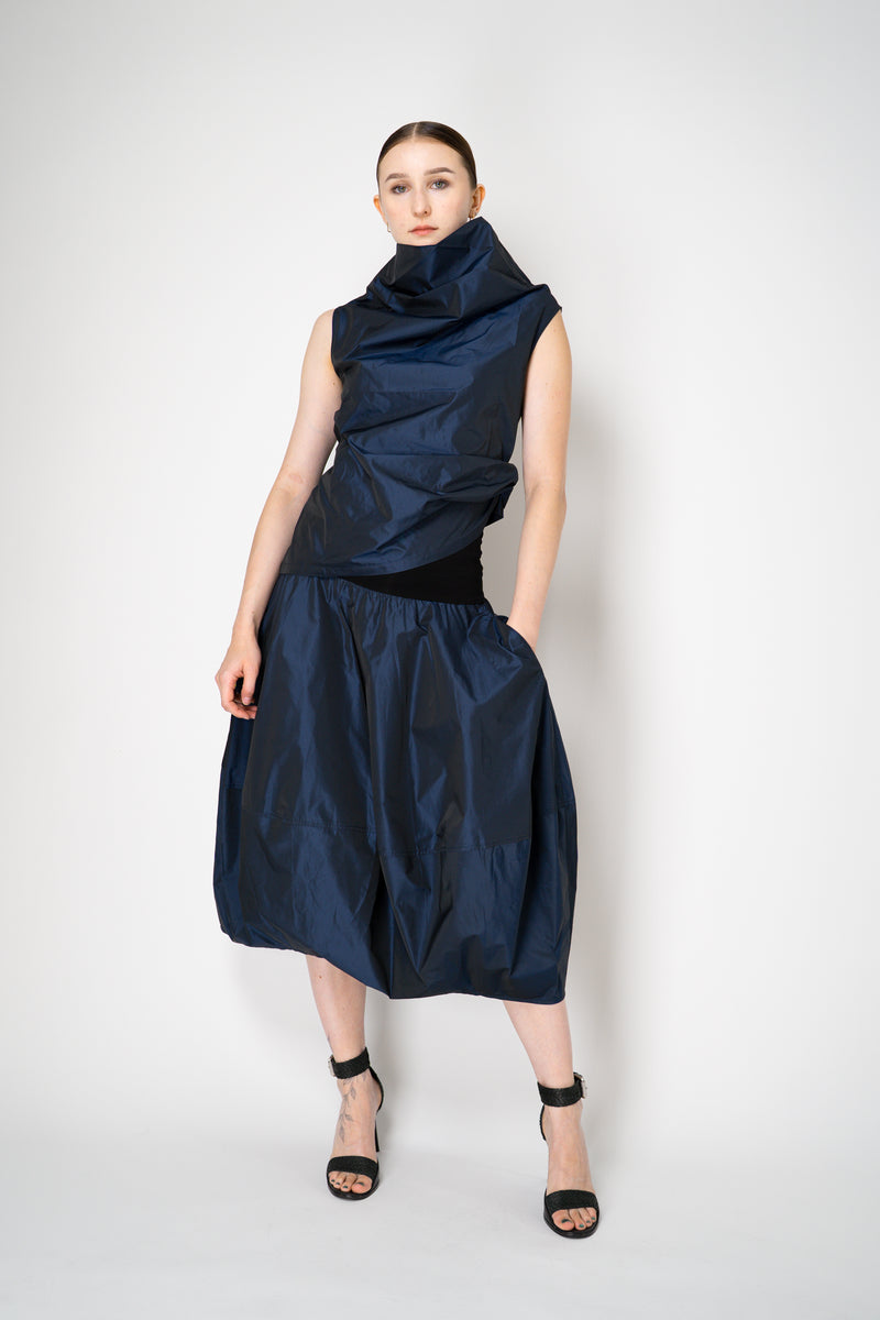 Peter O. Mahler Crash Tulip Skirt in Blue Shot Black Vancouver. Shop Online or in Store.