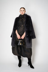Peter O. Mahler Crash Tulip Skirt in Brown Shot Black Vancouver. Shop Online or in Store. 