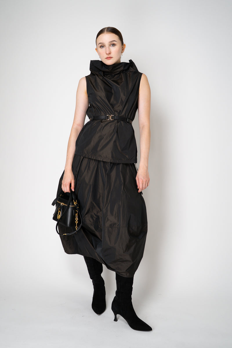 Peter O. Mahler Crash Tulip Skirt in Brown Shot Black Vancouver. Shop Online or in Store. 