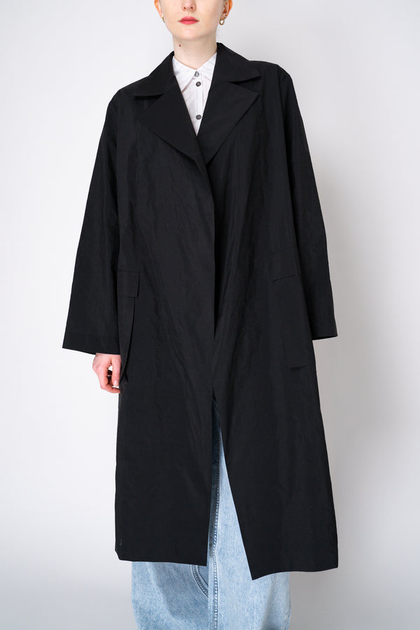 Peter O. Mahler Crepe Taffeta Trench Coat in Black Vancouver. Shop Online or in Store.