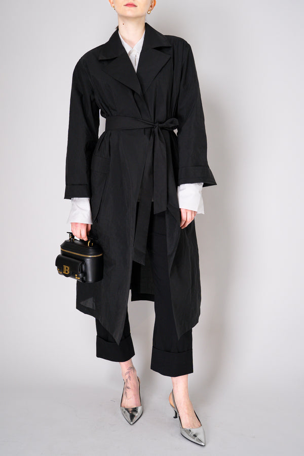 Peter O. Mahler Crepe Taffeta Trench Coat in Black Vancouver. Shop Online or in Store.