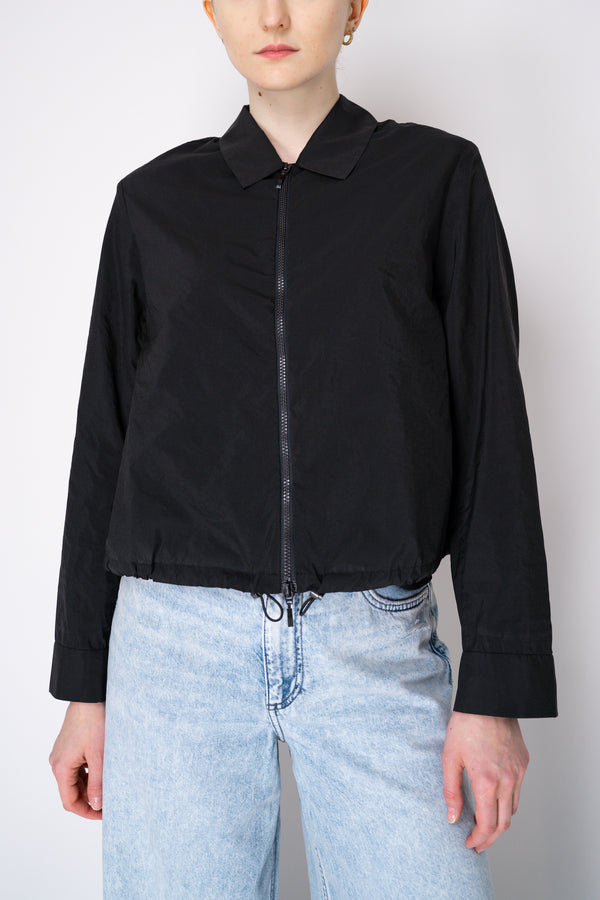 Peter O. Mahler Crepe Taffeta Zip-Up Shirt Jacket in Black Vancouver. Shop Online or in Store.