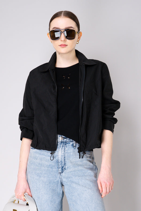 Peter O. Mahler Crepe Taffeta Zip-Up Shirt Jacket in Black Vancouver. Shop Online or in Store.