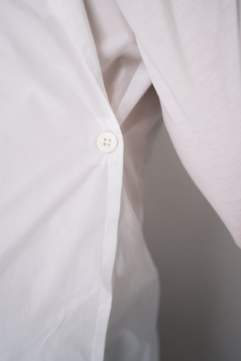 Peter O. Mahler Hybrid Crash Stretch Jersey Wrap Top in White Vancouver. Shop Online or in Store.