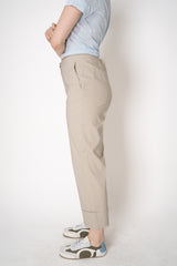 Peter O. Mahler Linen Viscose Cropped High-Rise Cuffed Trousers in Beige Khaki Vancouver. Shop Online or in Store.