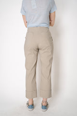 Peter O. Mahler Linen Viscose Cropped High-Rise Cuffed Trousers in Beige Khaki Vancouver. Shop Online or in Store.
